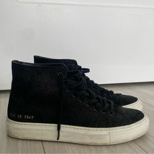 Black Suede High Top Common Projects Sneakers, size 37